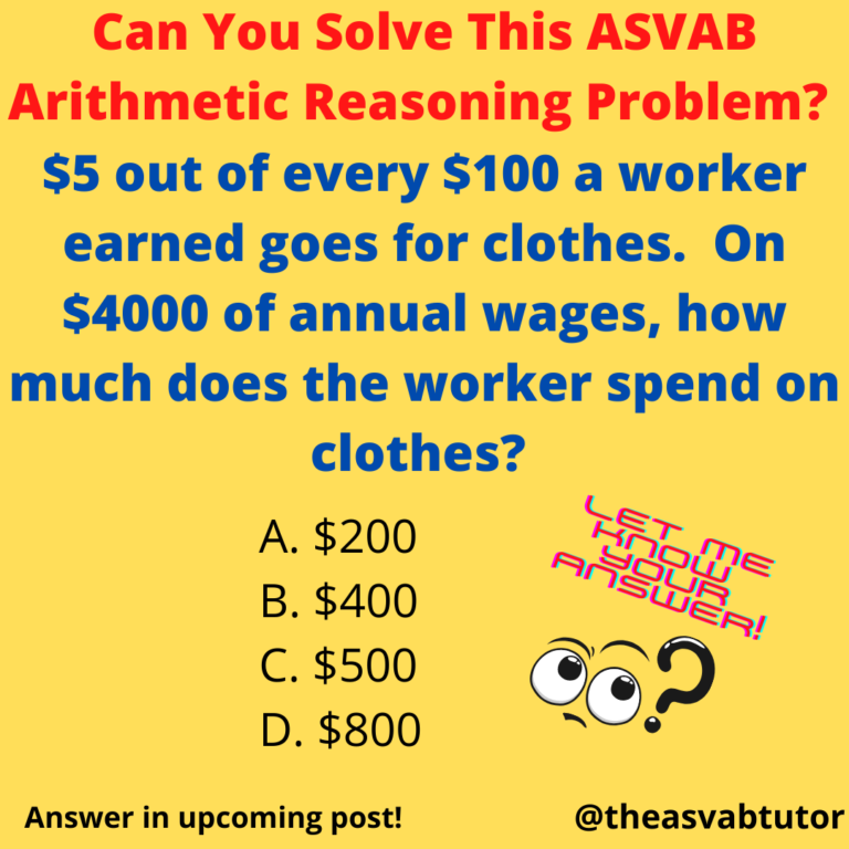 Can You Solve This ASVAB Arithmetic Reasoning Word Problem The ASVAB Tutor