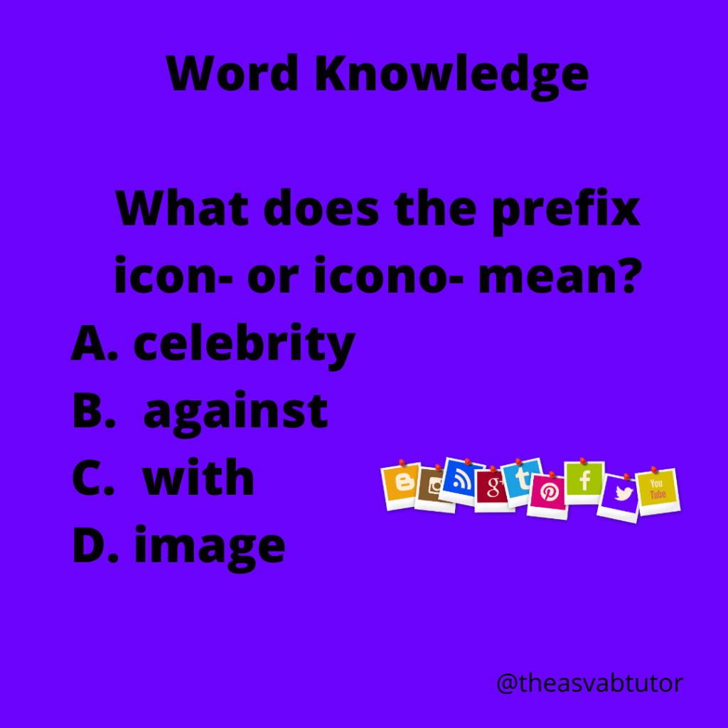 The ASVAB Tutor Presents Word Knowledge Question on the Prefix Icon- or ...